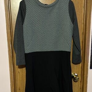 LOFT Charcoal and Black Long Sleeve Dress